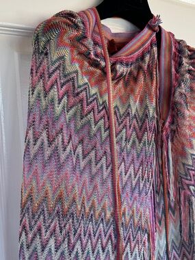 Missoni Pink Coral Teal Striped Knit cover up